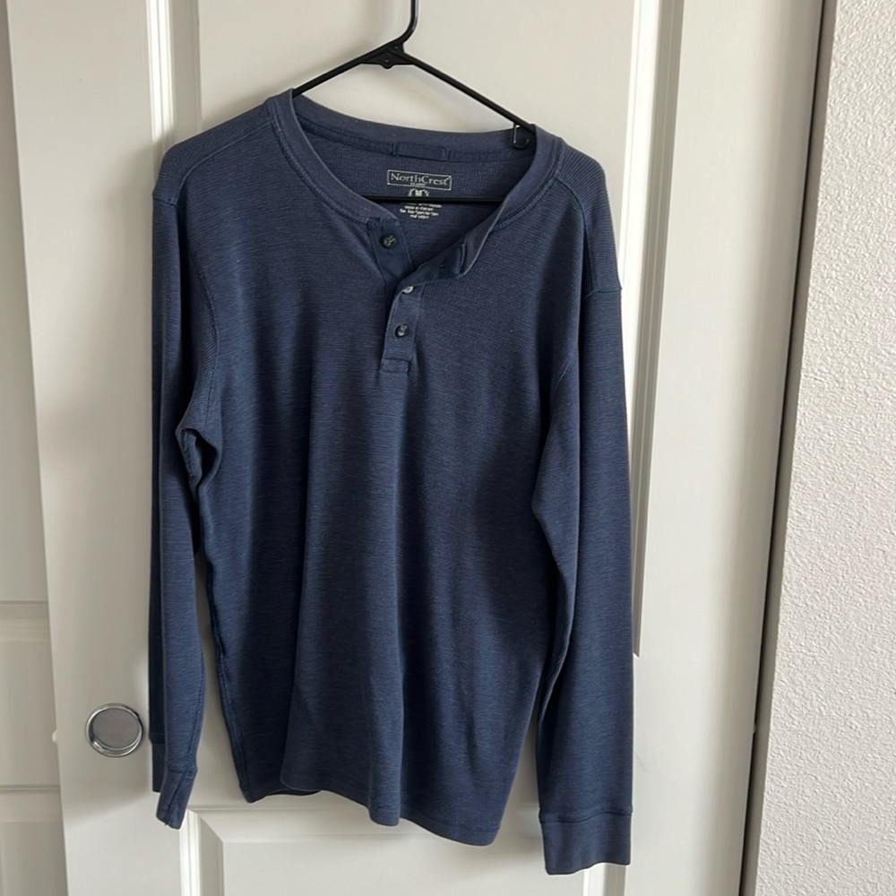 North Crest Men’s Navy Long Sleeve Sweater Material Shirt
